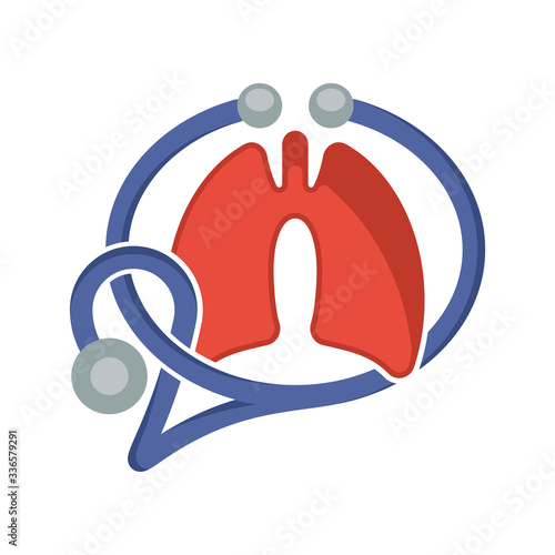 Illustrated icon with the concept of media consulting doctors, lung specialist.