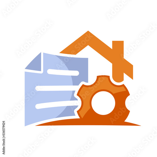 Illustrated icon with the concept of a document management office.