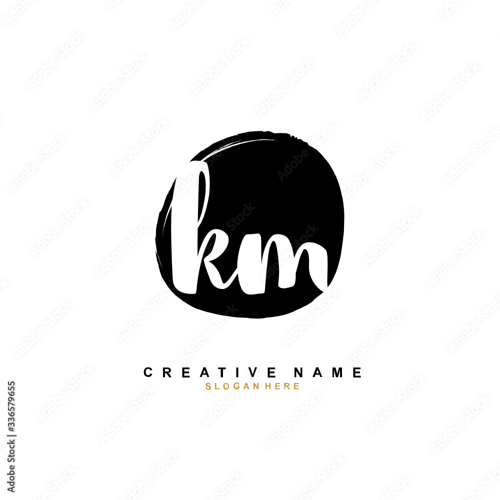 Obraz premium K M KM Initial logo template vector. Letter logo concept