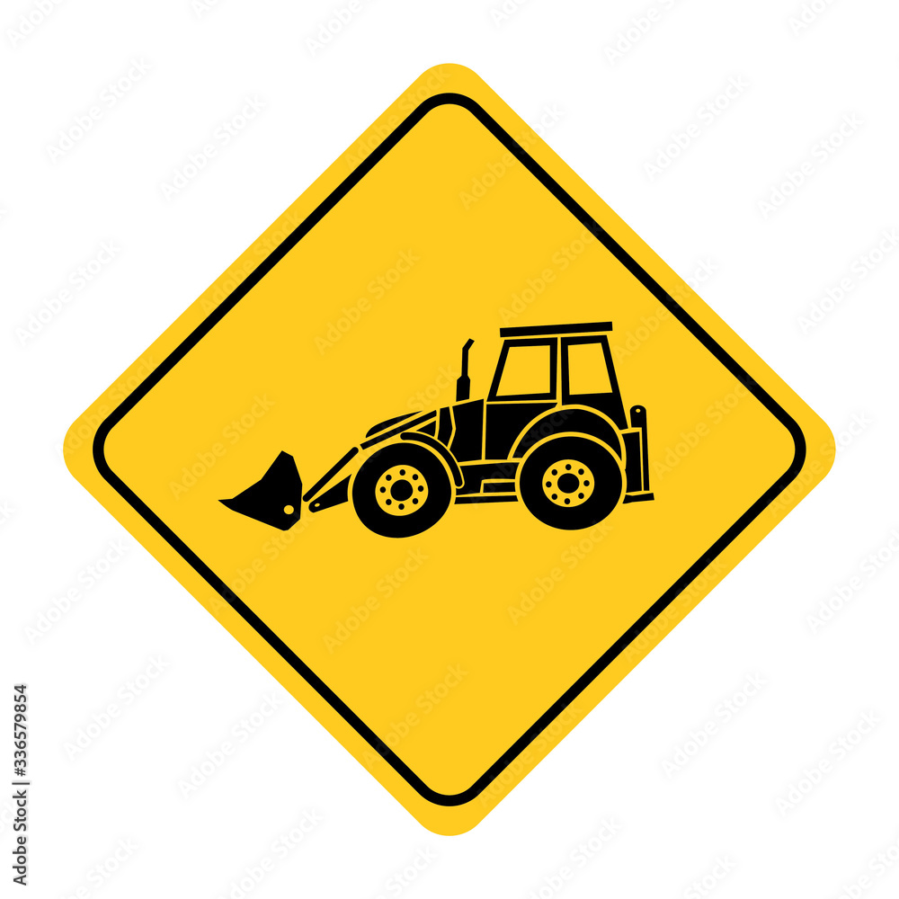 PrintExcavator heavy machinery road sign drawing by illustration.Excavator heavy machinery road sign on yellow background PrintExcavator heavy machinery road sign drawing by illustration.Excavator heavy machinery road sign on yellow background