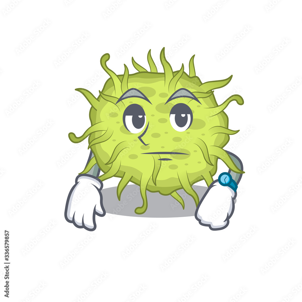 Mascot design of bacteria coccus showing waiting gesture Mascot design of bacteria coccus showing waiting gesture