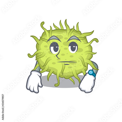 Mascot design of bacteria coccus showing waiting gesture