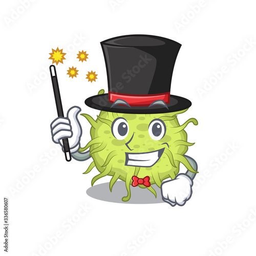 An attractive Magician of bacteria coccus cartoon design