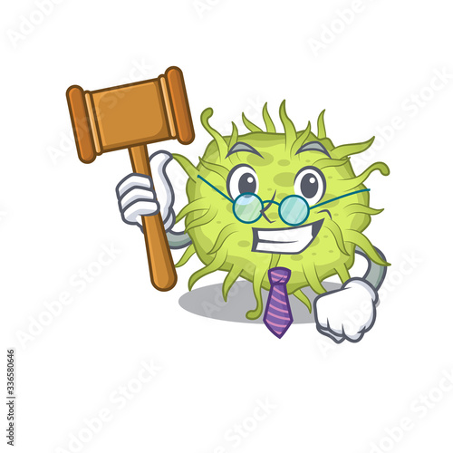 A humble judge of bacteria coccus cartoon character design wearing glasses
