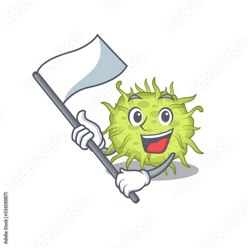 A nationalistic bacteria coccus mascot character design with flag