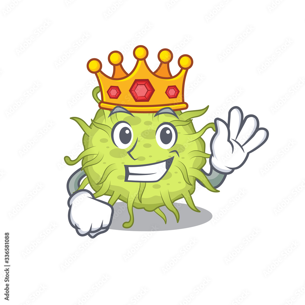 A Wise King of bacteria coccus mascot design style A Wise King of bacteria coccus mascot design style