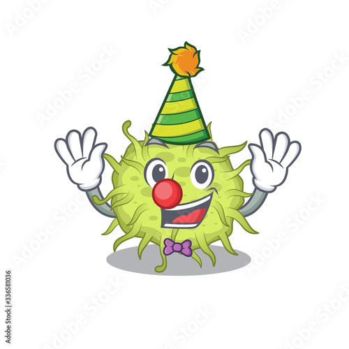 cartoon character design concept of cute clown bacteria coccus