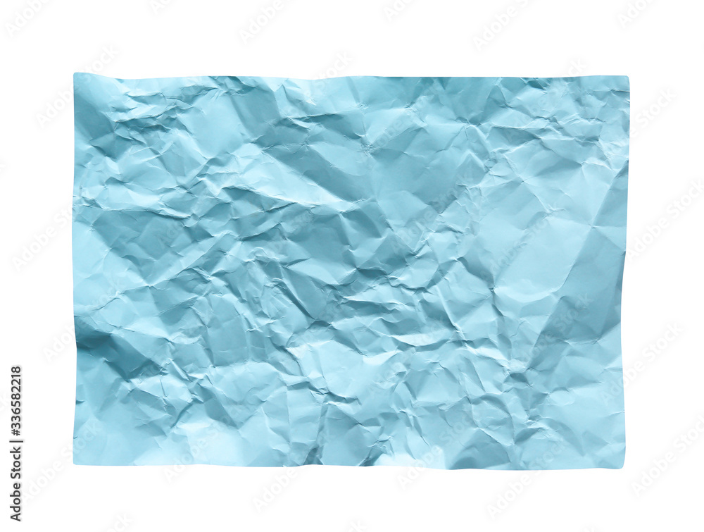 Blue wrinkle paper texture isolated on white background , clipping path Blue wrinkle paper texture isolated on white background , clipping path