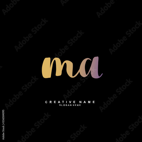 M A MA Initial logo template vector. Letter logo concept