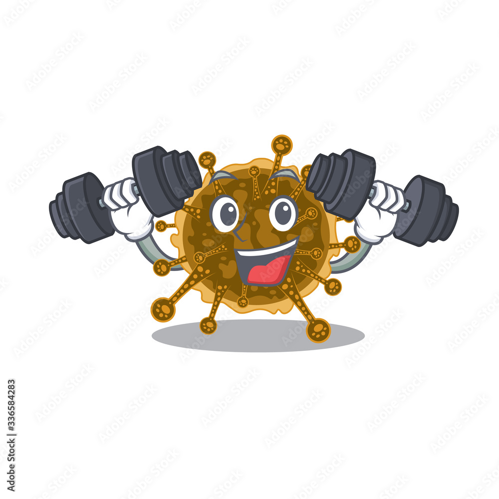 Mascot design of smiling Fitness exercise negarnaviricota lift up barbells