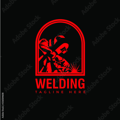 Welding company badge logo design, simple logo