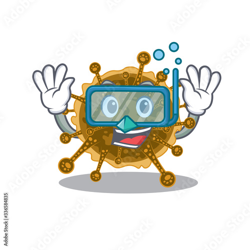 negarnaviricota mascot design concept wearing diving glasses