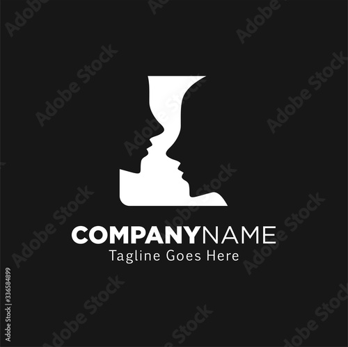 Face logo vector. Logo design vector illustration. face silhouette on the black background - vector logo