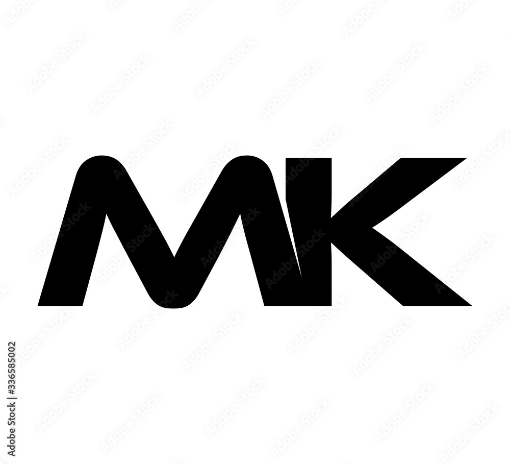 Initial 2 letter Logo Modern Simple Black MK Stock Vector | Adobe Stock
