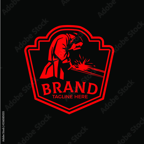 Welding logo company badge logo design, welder emblem logo