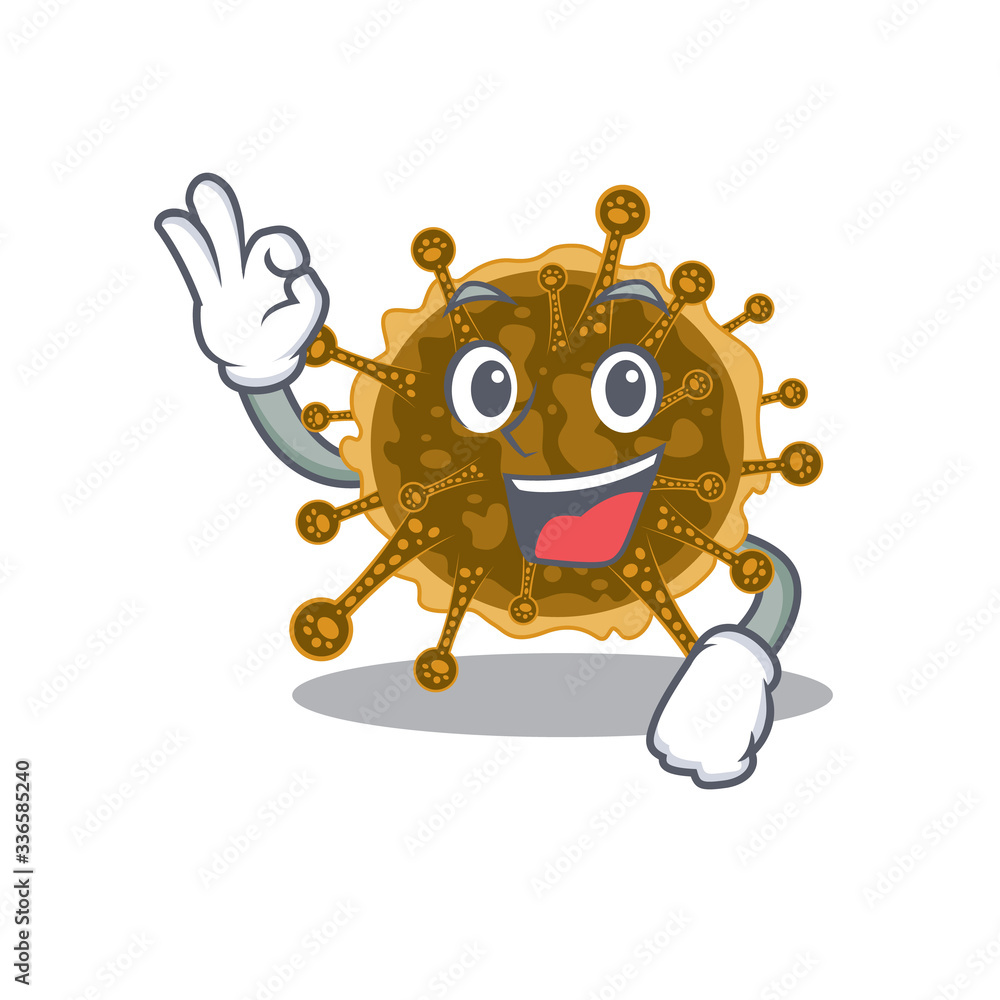 Naklejka premium negarnaviricota mascot design style with an Okay gesture finger