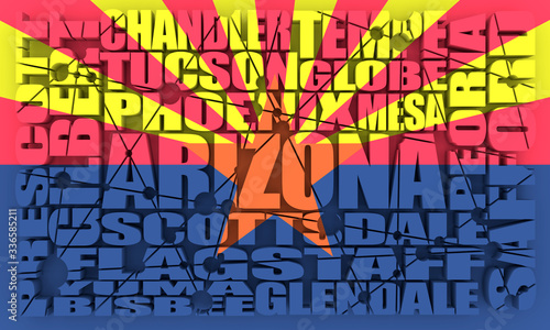 Image relative to usa travel. Arizona state cities list. 3D rendering