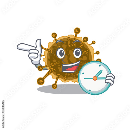 negarnaviricota mascot design concept smiling with clock