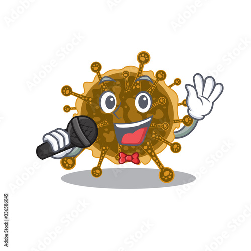 Talented singer of negarnaviricota cartoon character holding a microphone
