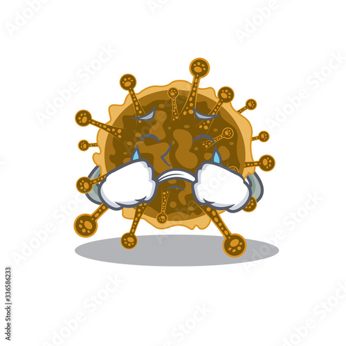 Cartoon character design of negarnaviricota with a crying face