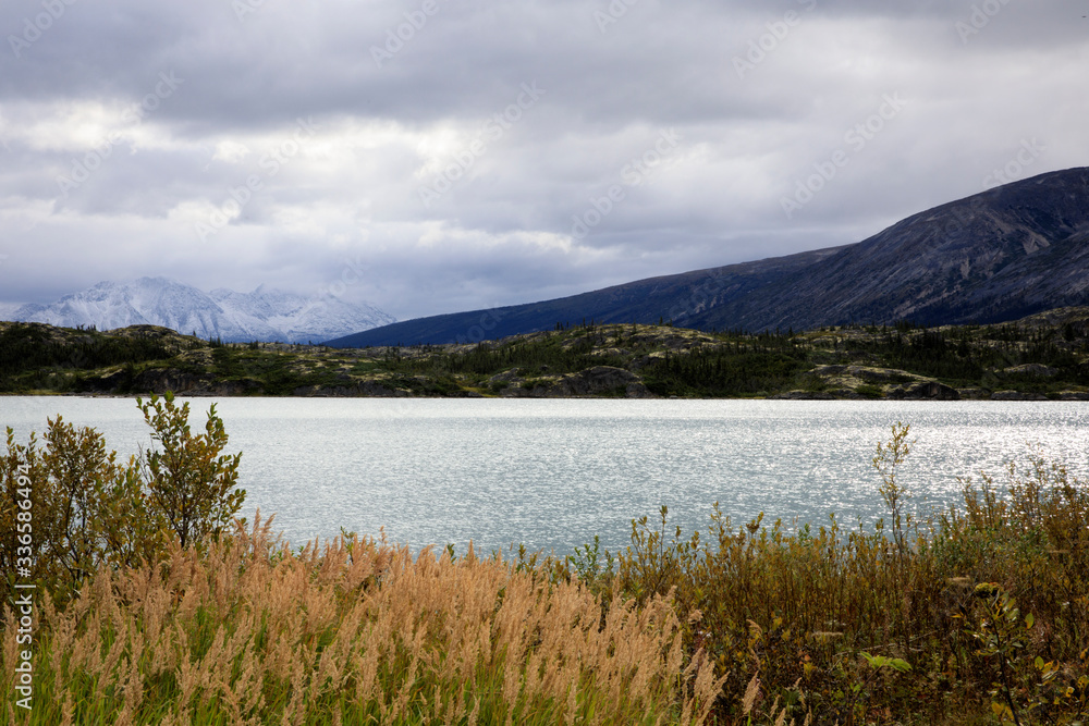 Skagway, Alaska / USA - August 10, 2019: White pass landscape view, Skagway, Alaska, USA Skagway, Alaska / USA - August 10, 2019: White pass landscape view, Skagway, Alaska, USA