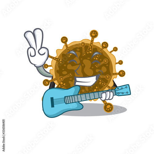 Talented musician of negarnaviricota cartoon design playing a guitar