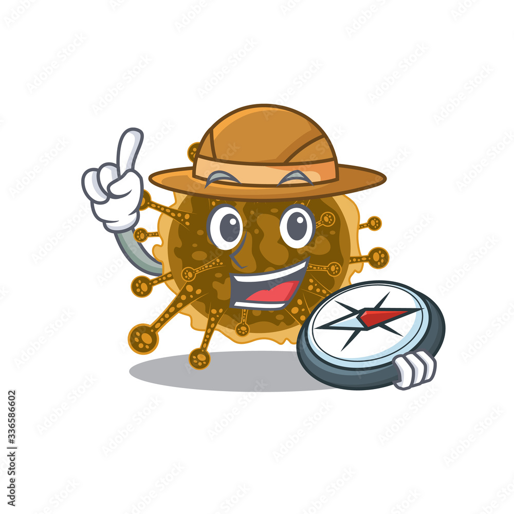mascot design concept of negarnaviricota explorer with a compass
