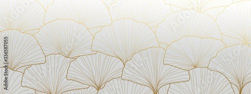 Luxury Gold Ginkgo wallpaper design vector.