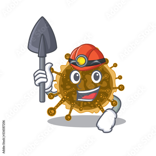 negarnaviricota miner cartoon design concept with tool and helmet