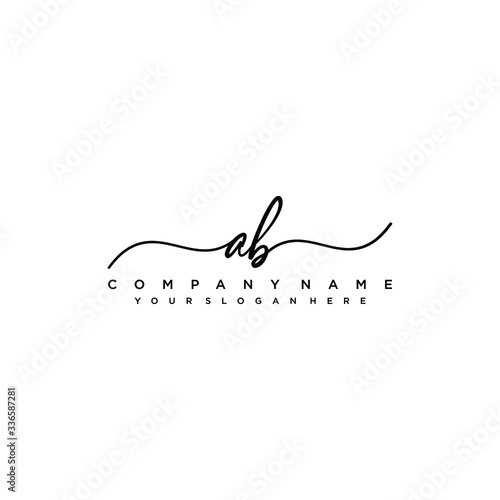 AB initial Handwriting logo vector templates