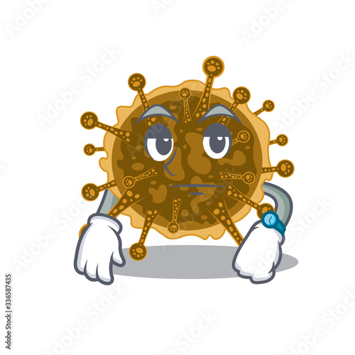 Mascot design of negarnaviricota showing waiting gesture
