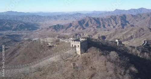 Aerial shot over the great wall of china photo