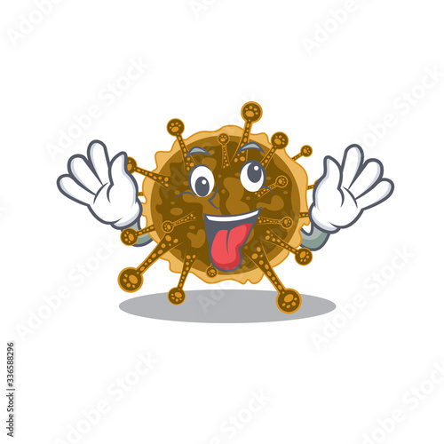 A cartoon design of negarnaviricota having a crazy face