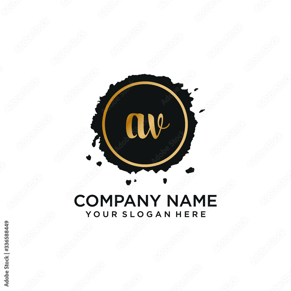 Fototapeta premium AV initial Handwriting logo vector templates