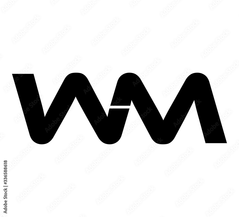 Initial 2 letter Logo Modern Simple Black WM Stock Vector | Adobe Stock