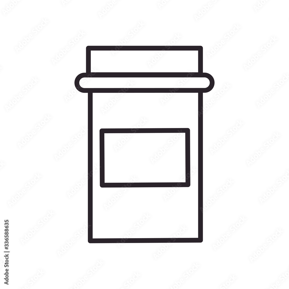 Isolated medicine jar line style icon vector design Isolated medicine jar line style icon vector design