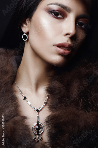 Beautiful arabian Girl in Jewelry and Fur