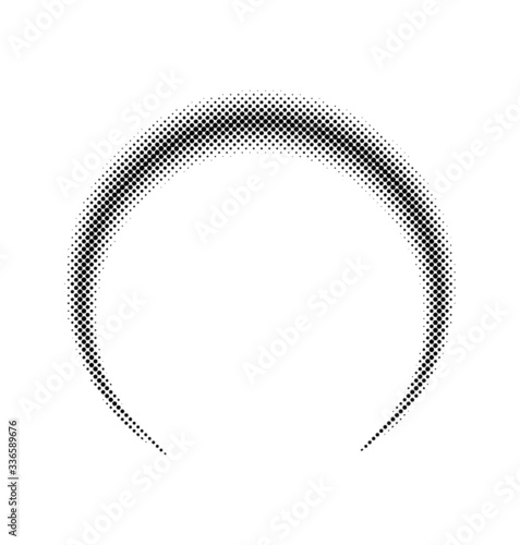 Circle halftone element, monochrome abstract graphic for DTP, prepress or generic concepts.