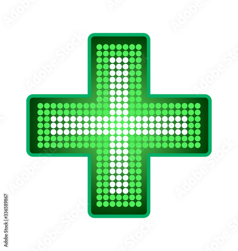 symbole pharmacie croix verte led