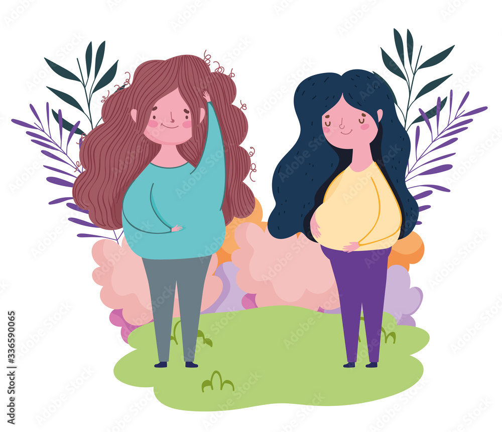 happy mothers day, pregnant women together outdoor with grass happy mothers day, pregnant women together outdoor with grass