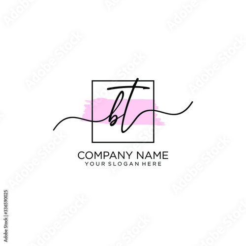BT initial Handwriting logo vector templates