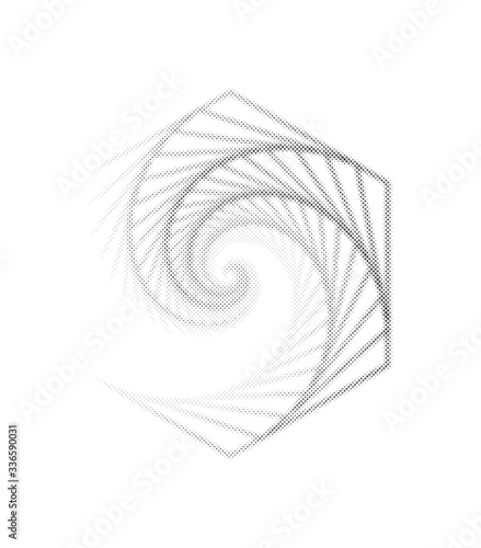 Circle halftone element, monochrome abstract graphic for DTP, prepress or generic concepts.