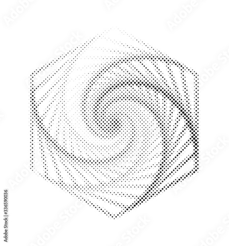 Circle halftone element, monochrome abstract graphic for DTP, prepress or generic concepts.