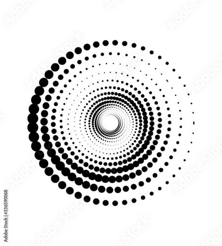 Circle halftone element, monochrome abstract graphic for DTP, prepress or generic concepts.