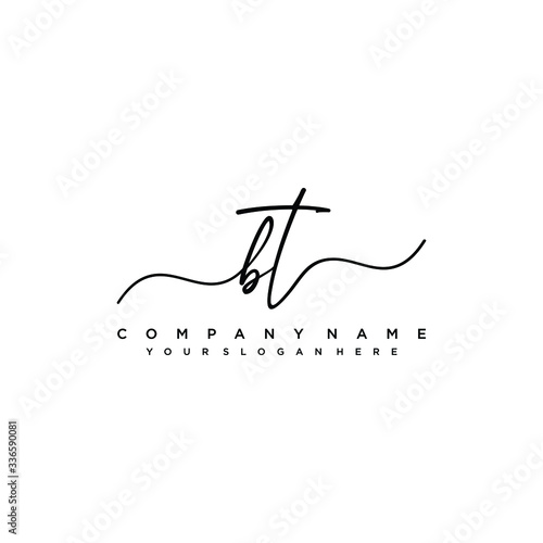 BT initial Handwriting logo vector templates