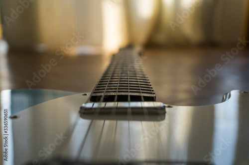 Photography electric Guitar telecaster Affinity Lake Placid Blue on sunset