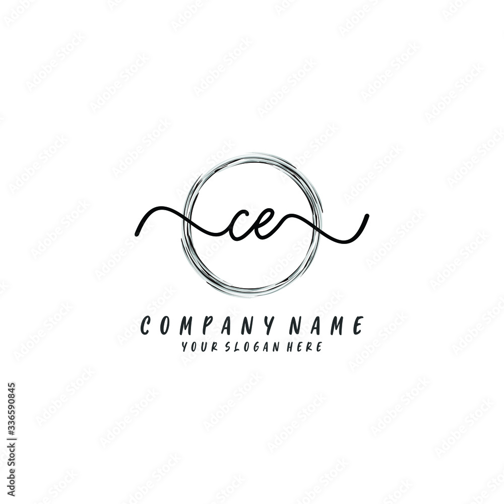 CE initial Handwriting logo vector templates