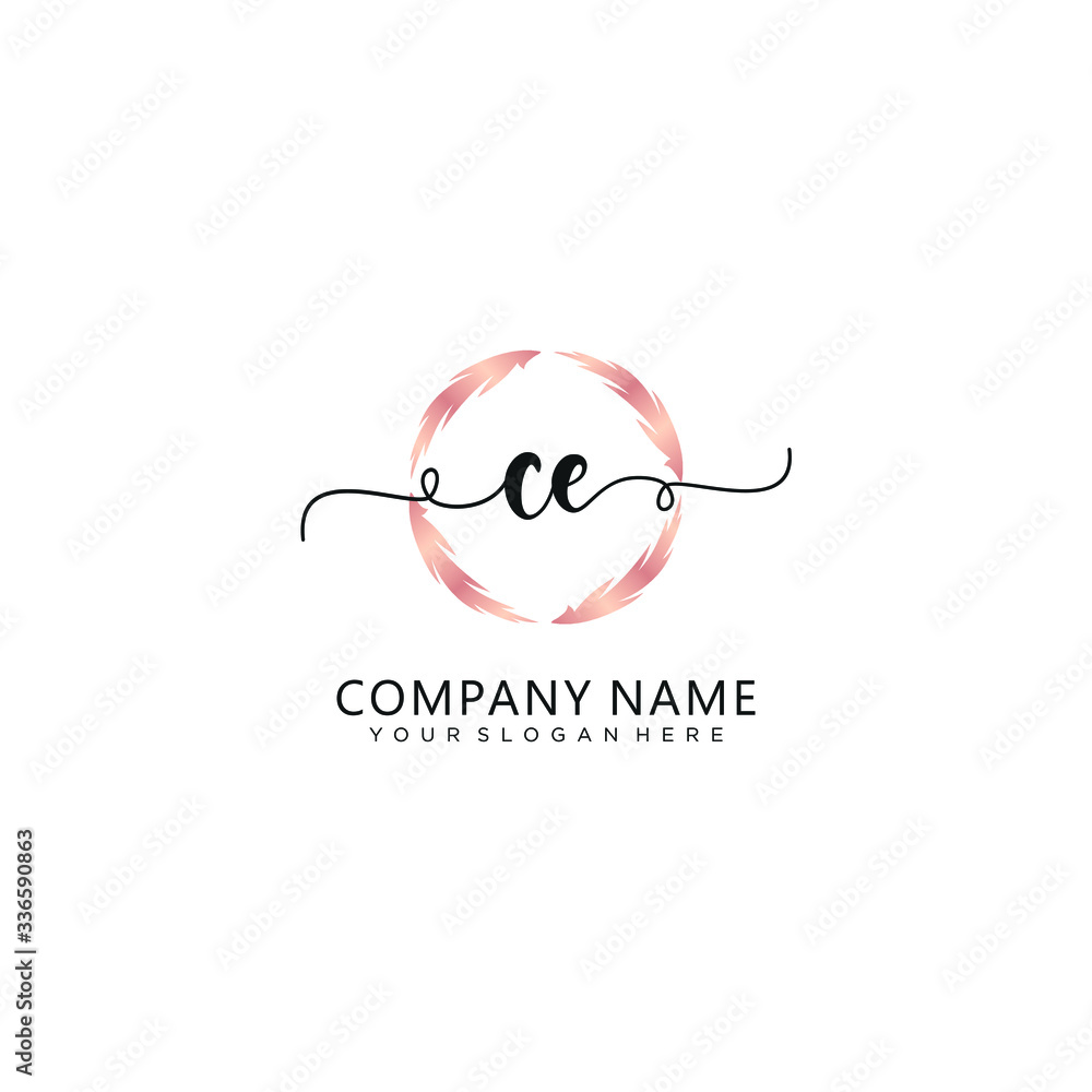 CE initial Handwriting logo vector templates