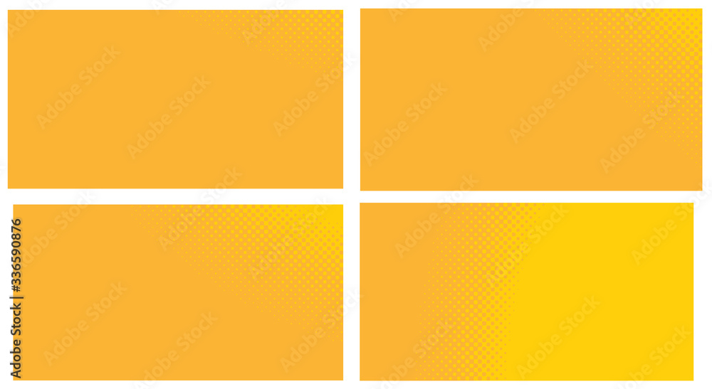 Fototapeta premium Orange pop art background. Abstract creative vector comics style blank layout template with clouds beams and isolated dots pattern. For sale banner, empty polka dots bubble.