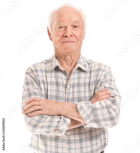 Portrait of elderly man on ...